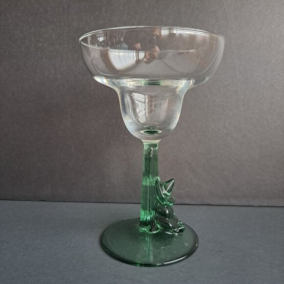 Siesta Margarita Glass 7" Green Cactus Stem Sleeping Man Mexican Style 4.5" Wide - Picture 5 of 12
